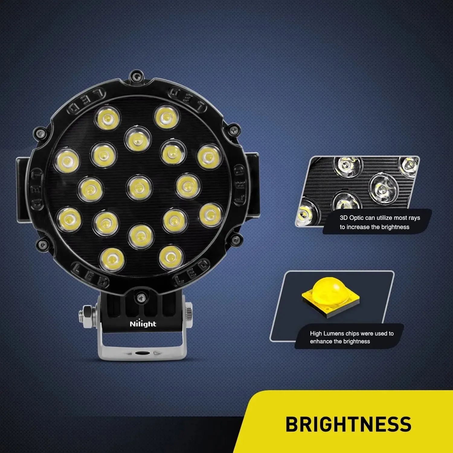 7 Inch 51W Round Black Case Spot LED Work Light (Pair)