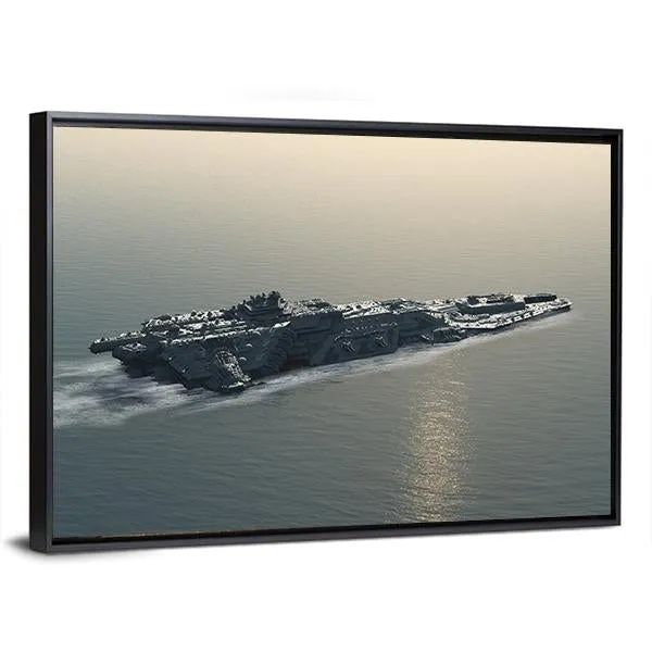 Battleship At Sea Canvas Wall Art
