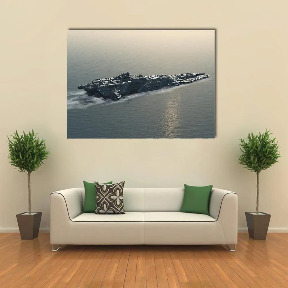 Battleship At Sea Canvas Wall Art