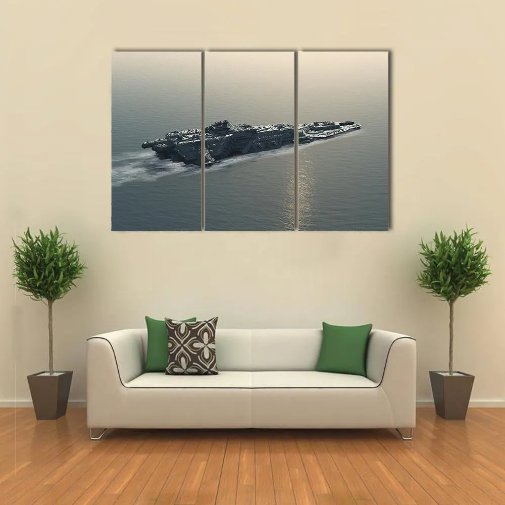 Battleship At Sea Canvas Wall Art