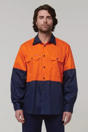 Core Hi-Vis Long Sleeve 2 Tone Vented Cotton Shirt - Y07950