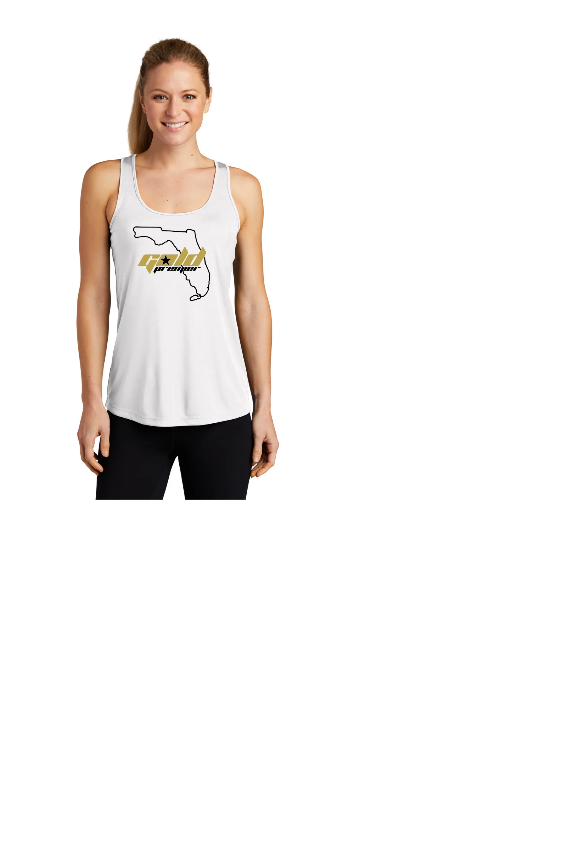 GOLD PREMIER LADIES BELLA CANVAS RACERBACK  FLOWY TANK