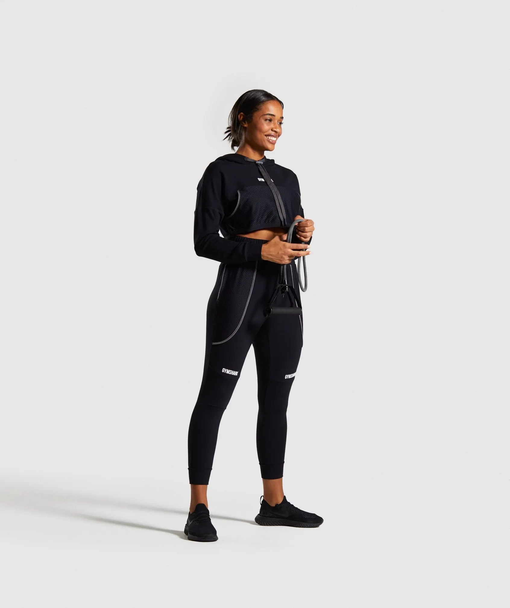 Gymshark Movement Mesh Cropped Hoodie - Black