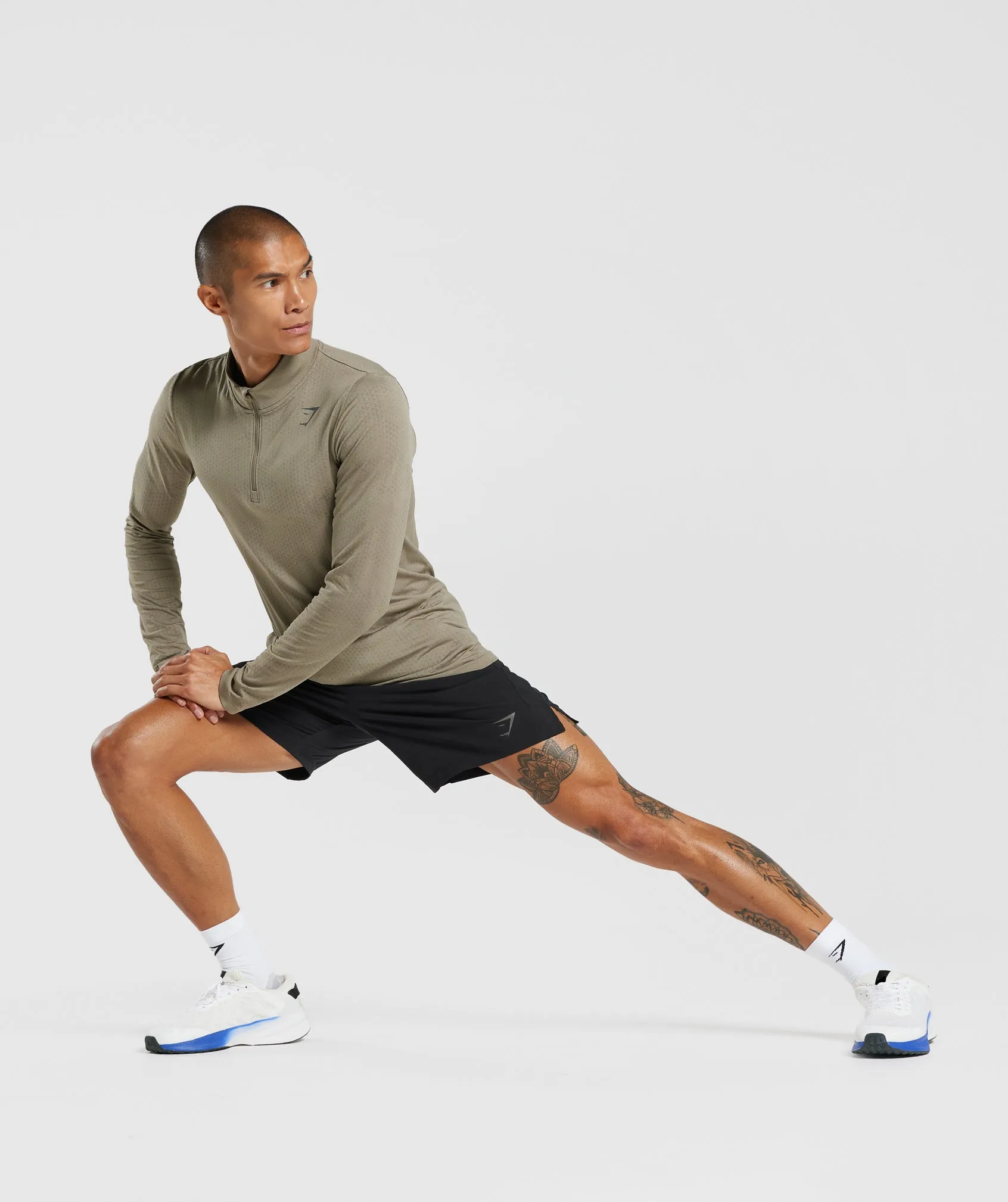 Gymshark Sport Seamless 1/4 Zip - Linen Brown/Camo Brown
