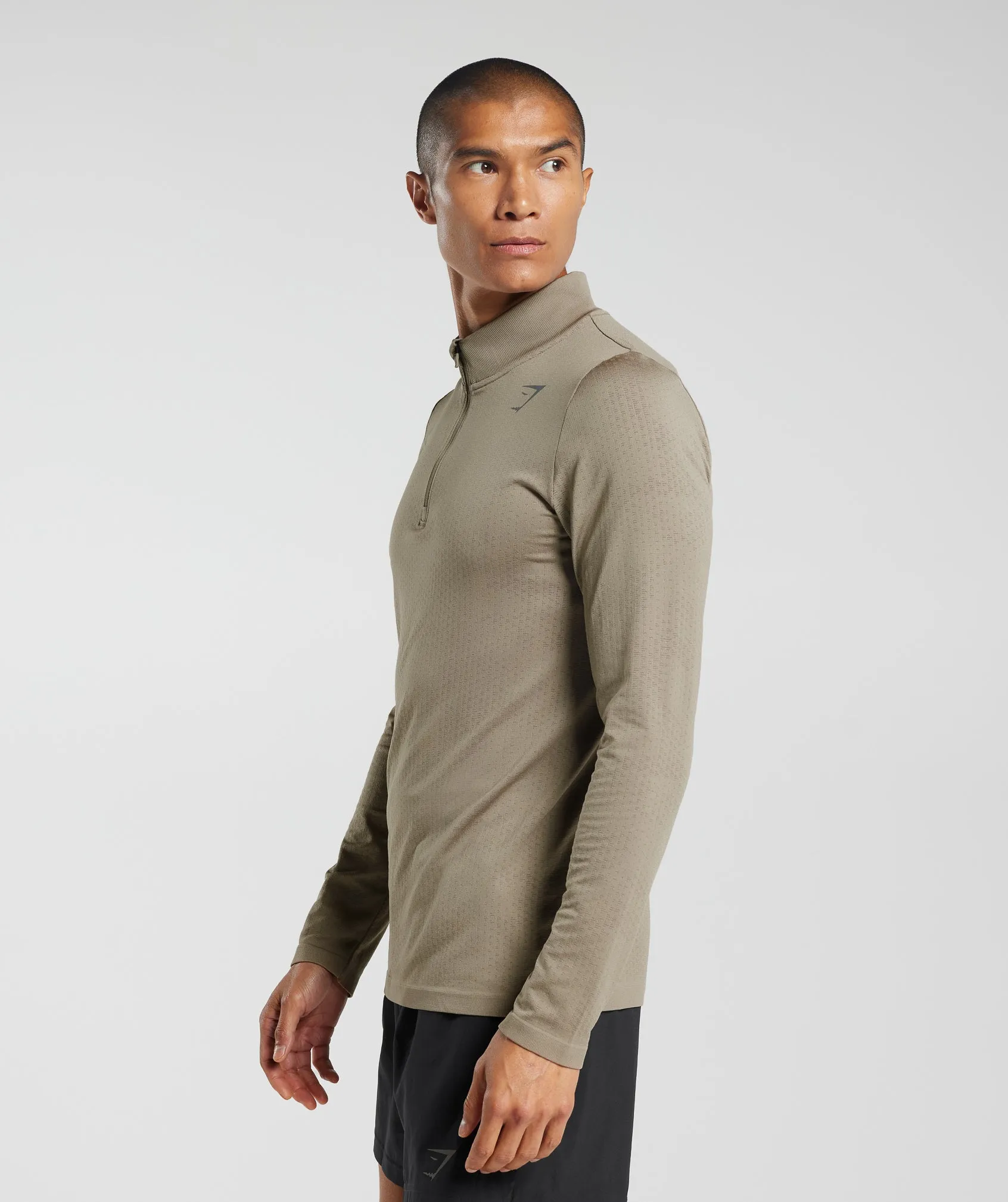 Gymshark Sport Seamless 1/4 Zip - Linen Brown/Camo Brown