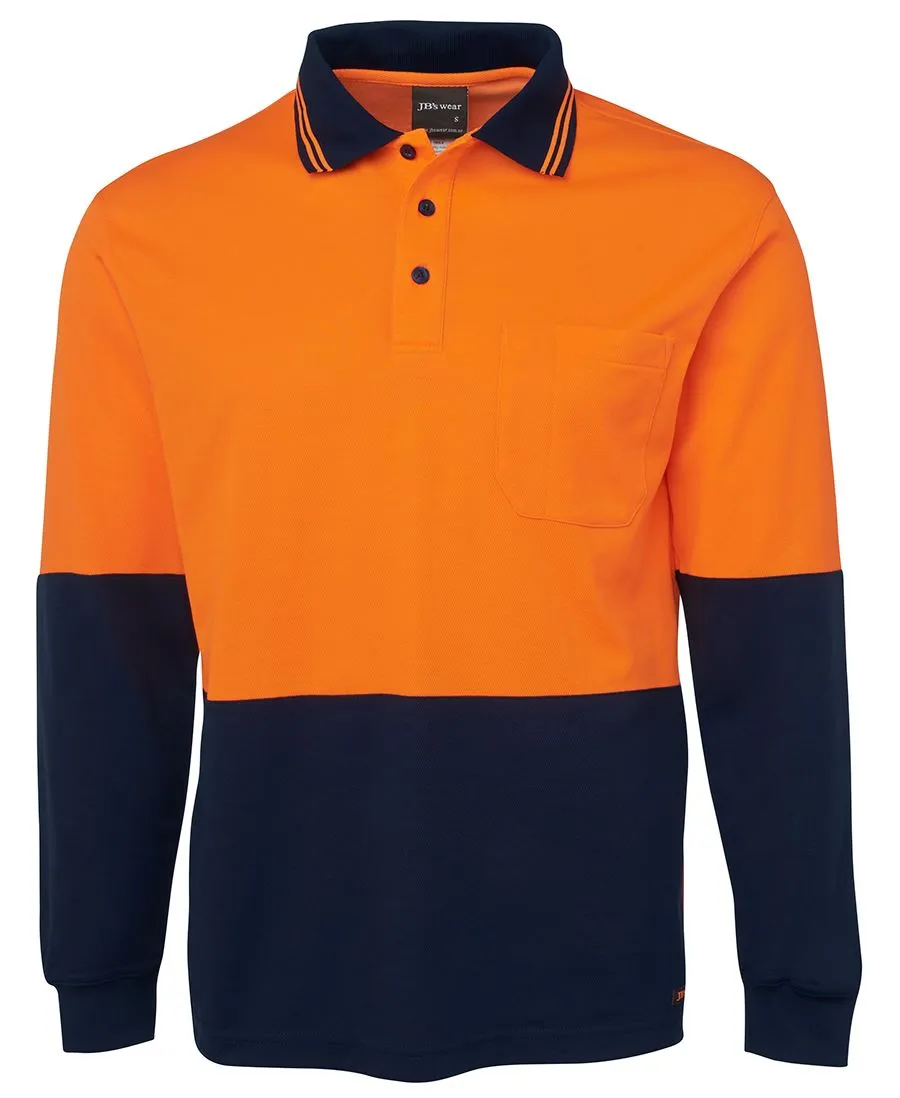 JB's Hi Vis Long Sleeve Cotton Back Polo - 6HPL