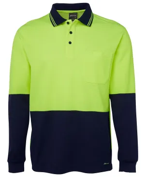 JB's Hi Vis Long Sleeve Cotton Back Polo - 6HPL
