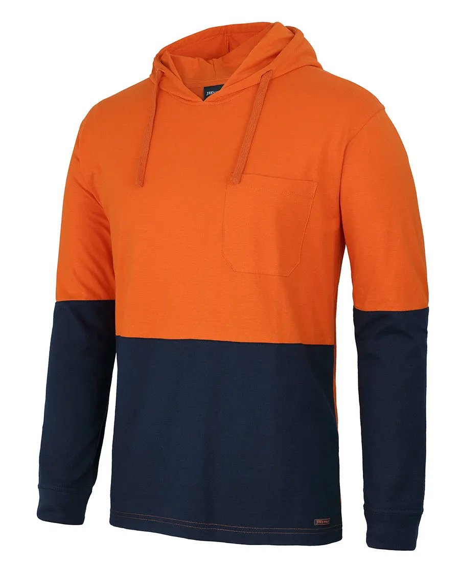 JB's Hi Vis Long Sleeve Cotton Tee with Hood - 6HCTL