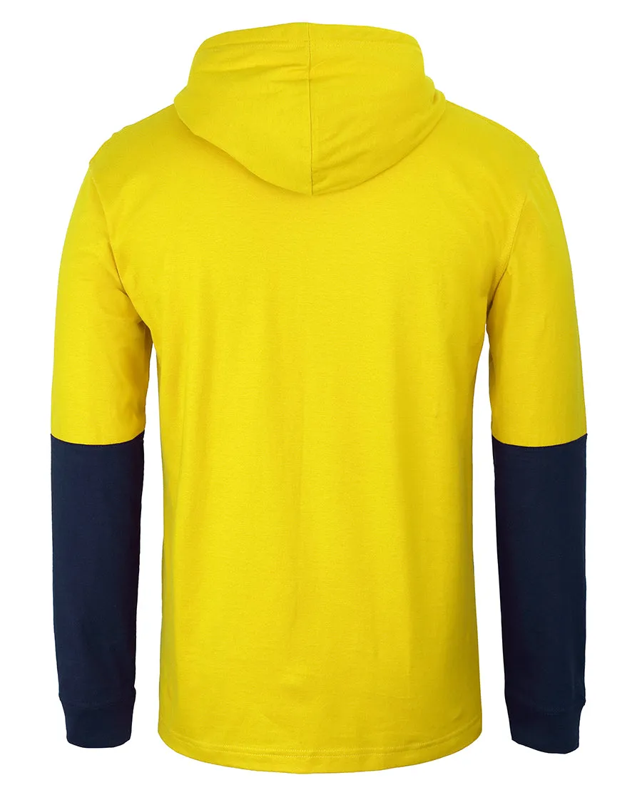 JB's Hi Vis Long Sleeve Cotton Tee with Hood - 6HCTL