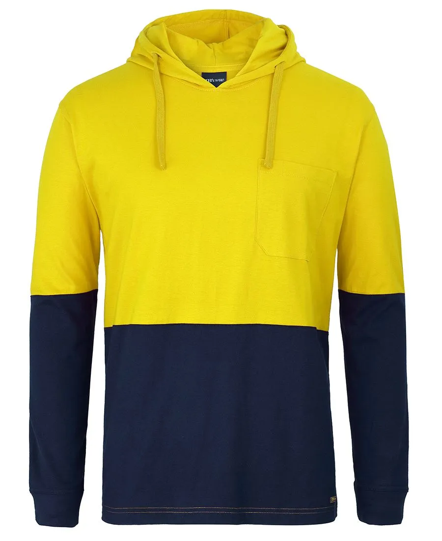 JB's Hi Vis Long Sleeve Cotton Tee with Hood - 6HCTL