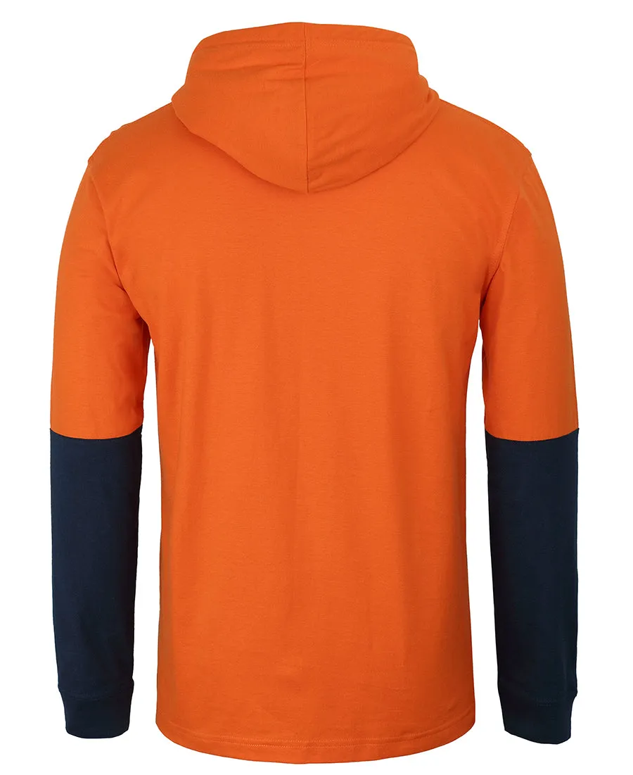 JB's Hi Vis Long Sleeve Cotton Tee with Hood - 6HCTL