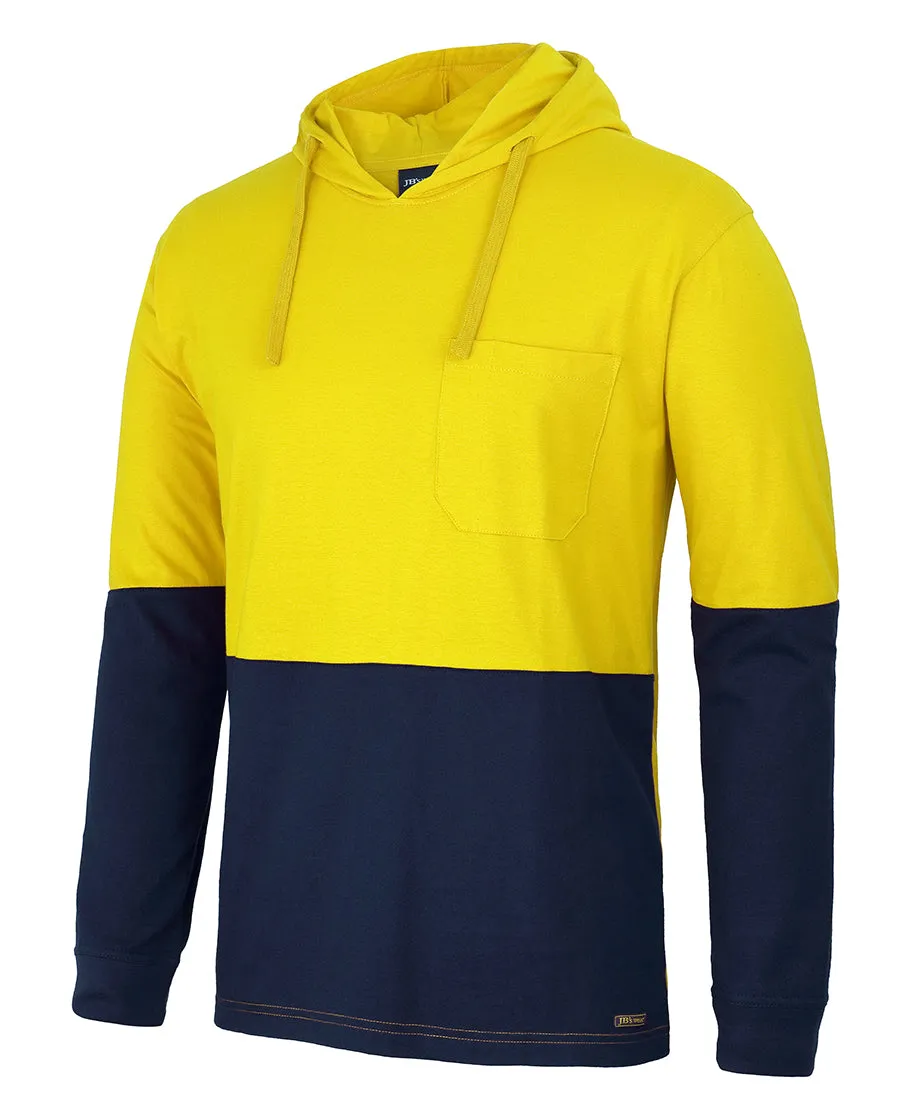 JB's Hi Vis Long Sleeve Cotton Tee with Hood - 6HCTL