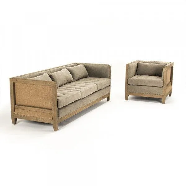 Jute French Country Deconstructed Sofa