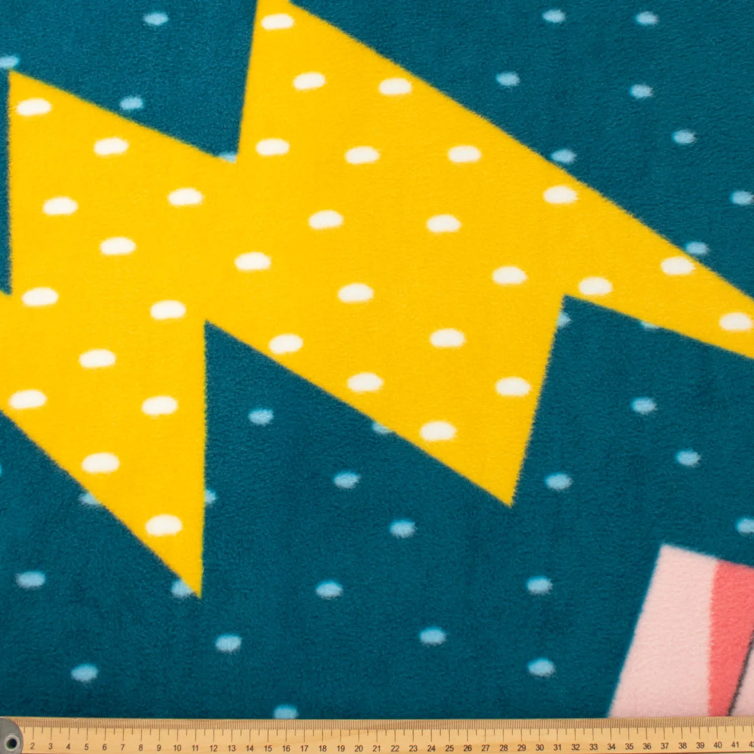 Lightning Bolt On Blue Printed Polar Fleece Design 15 - 1.28M Panel