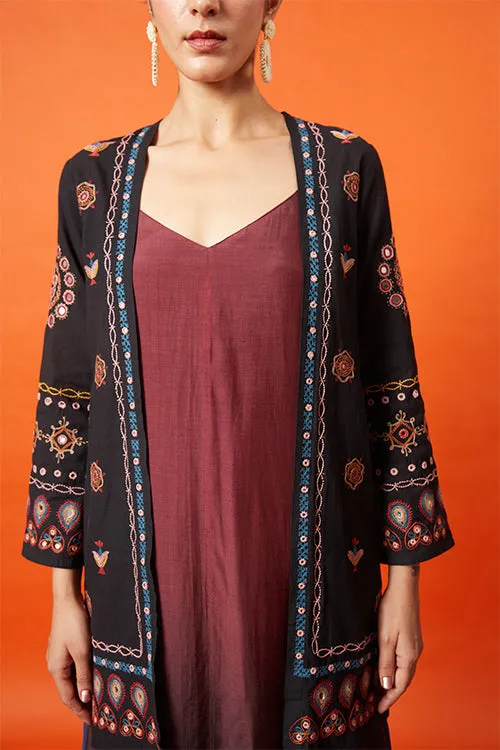Okhai 'Maharani' Kutch Embroidered Pure Cotton Long Jacket