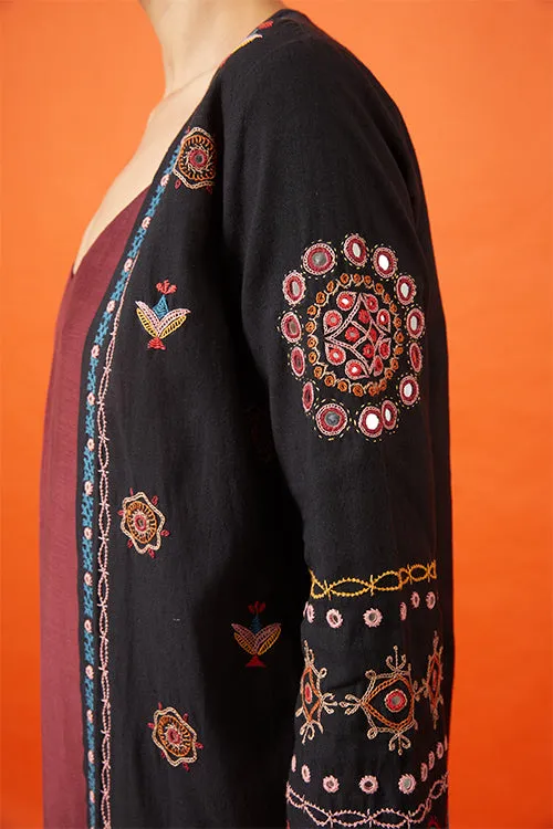 Okhai 'Maharani' Kutch Embroidered Pure Cotton Long Jacket