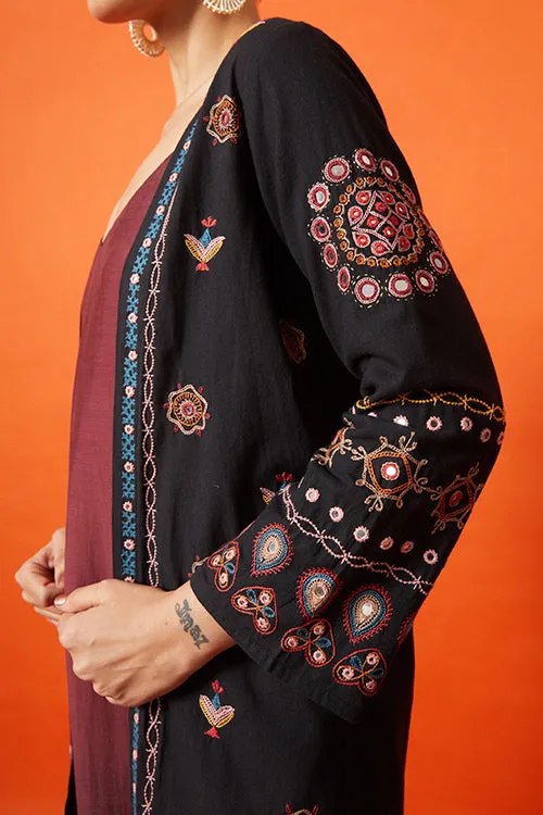 Okhai 'Maharani' Kutch Embroidered Pure Cotton Long Jacket