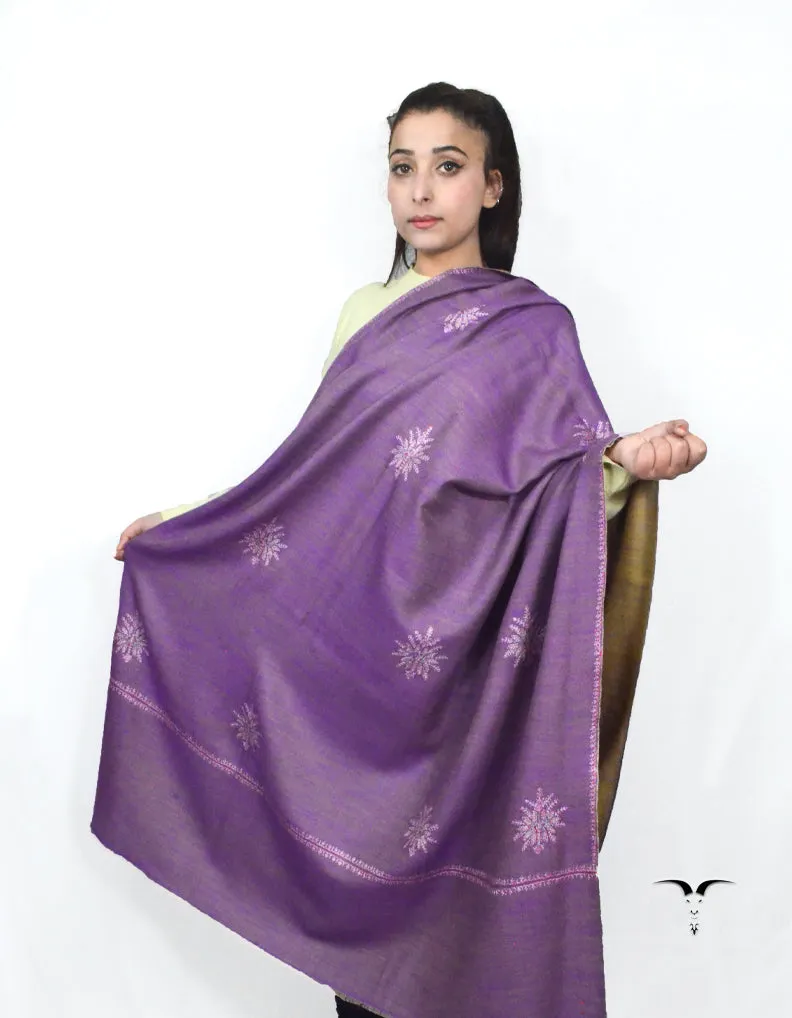 Olive Green & Lavender Reversible Pashmina Shawl with Sozni 5700
